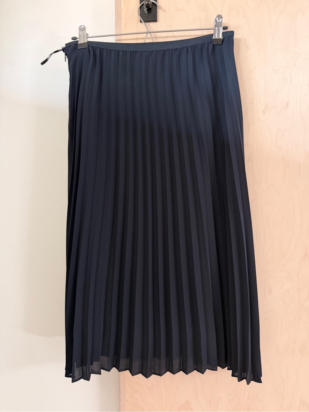 Dkny Navy Pleated Midi Skirt